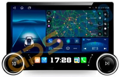 Штатная магнитола для Nissan Patrol 2004-2010 Y61 (черный/дерево) на Android 12, с крутилками 10 / 11 дюймов QLED 2K - Carmedia SF-9270+KP-DKN